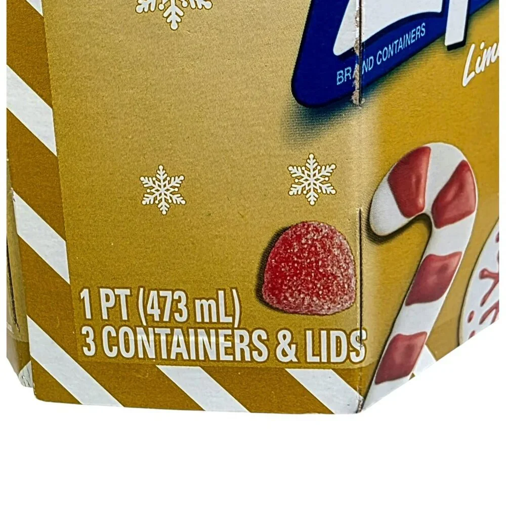 New Ziploc Twist N Loc 3-Pack Holiday Red 16 oz Pint Containers Lids Limited Ed